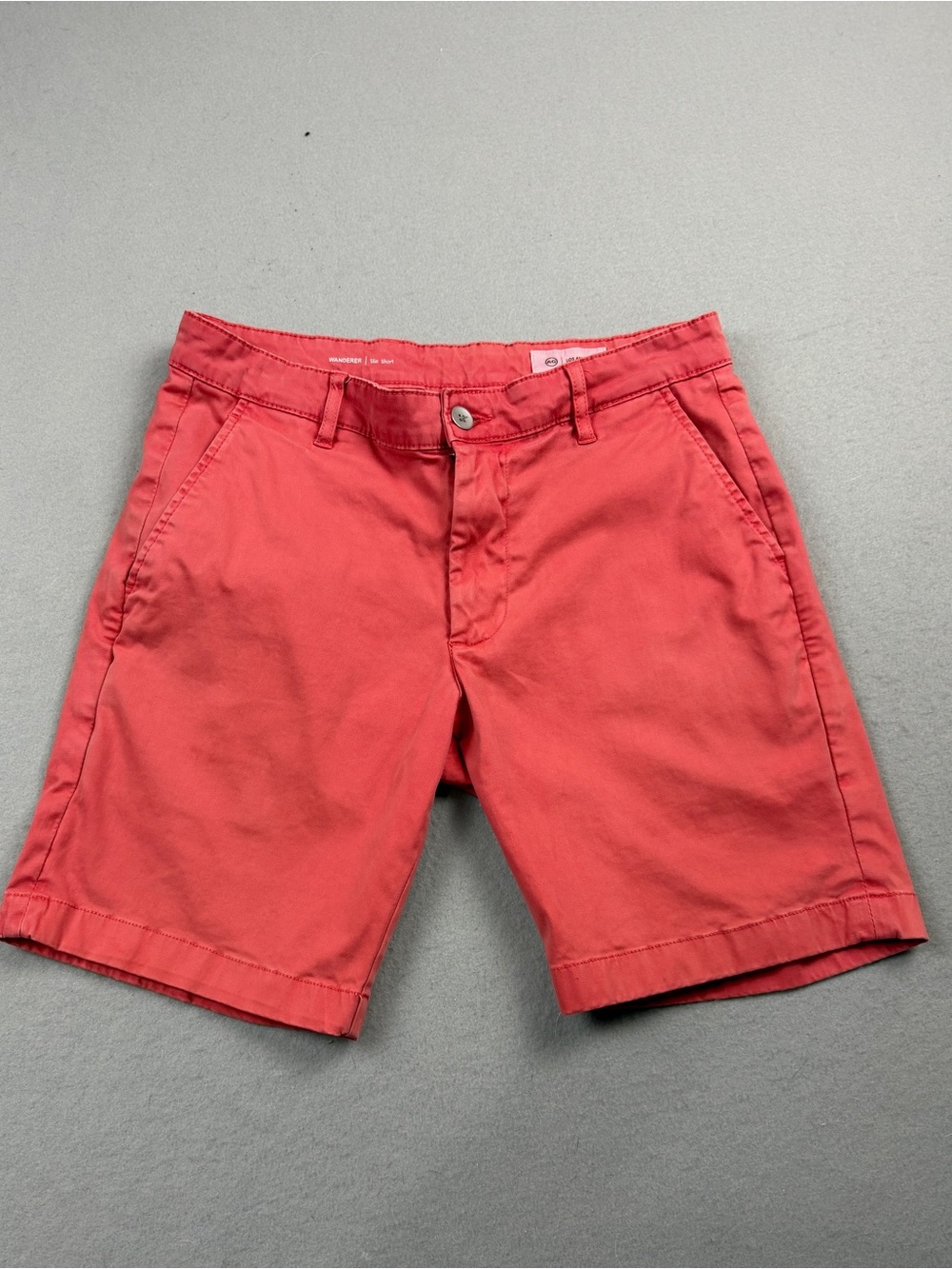 Adriano Goldschmeid Wanderer Slim Fit Coral Flat Front Chino Shorts Sz 30